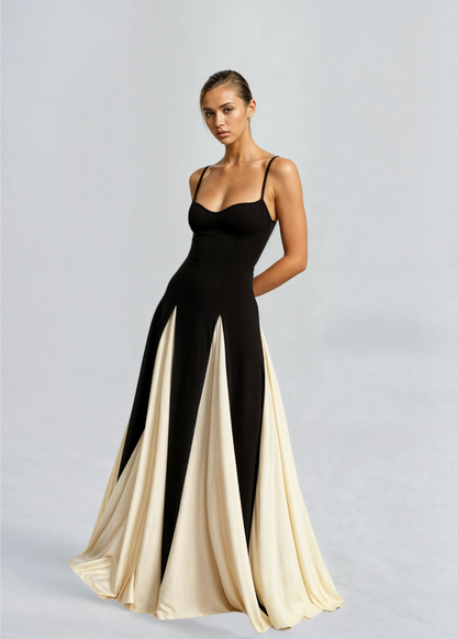 Elegantes Damen Maxikleid mit V-Ausschnitt und Rüschen