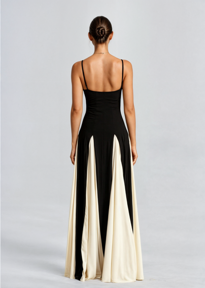 Elegantes Damen Maxikleid mit V-Ausschnitt und Rüschen