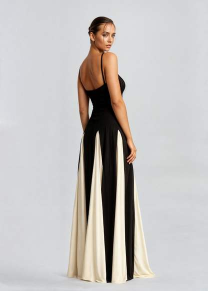 Elegantes Damen Maxikleid mit V-Ausschnitt und Rüschen