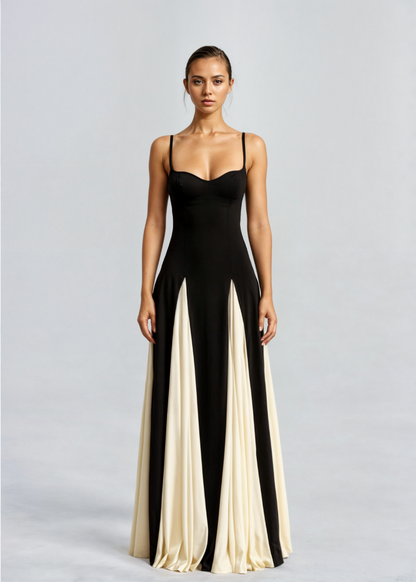 Elegantes Damen Maxikleid mit V-Ausschnitt und Rüschen