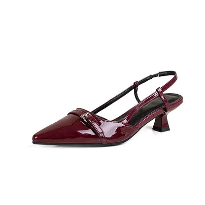 Damen Lackleder Sandalen Mittlerer Absatz