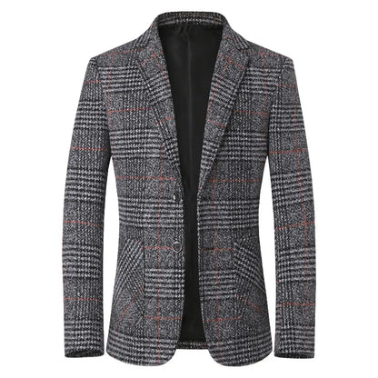 Herren Blazer Slim Fit Tweed Elegant dunkelgrau