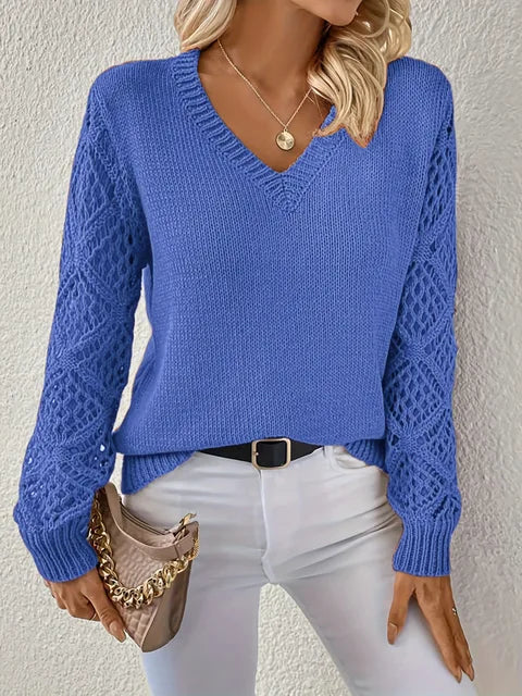 Damen Strickpullover V-Ausschnitt Modern