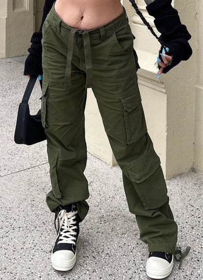 Damen Cargo-Hose Weite Beinlocke Mit Taschen