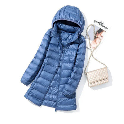 Leichtgewicht Pufferjacke Langärmlig Gesteppt Abnehmbare Kapuze