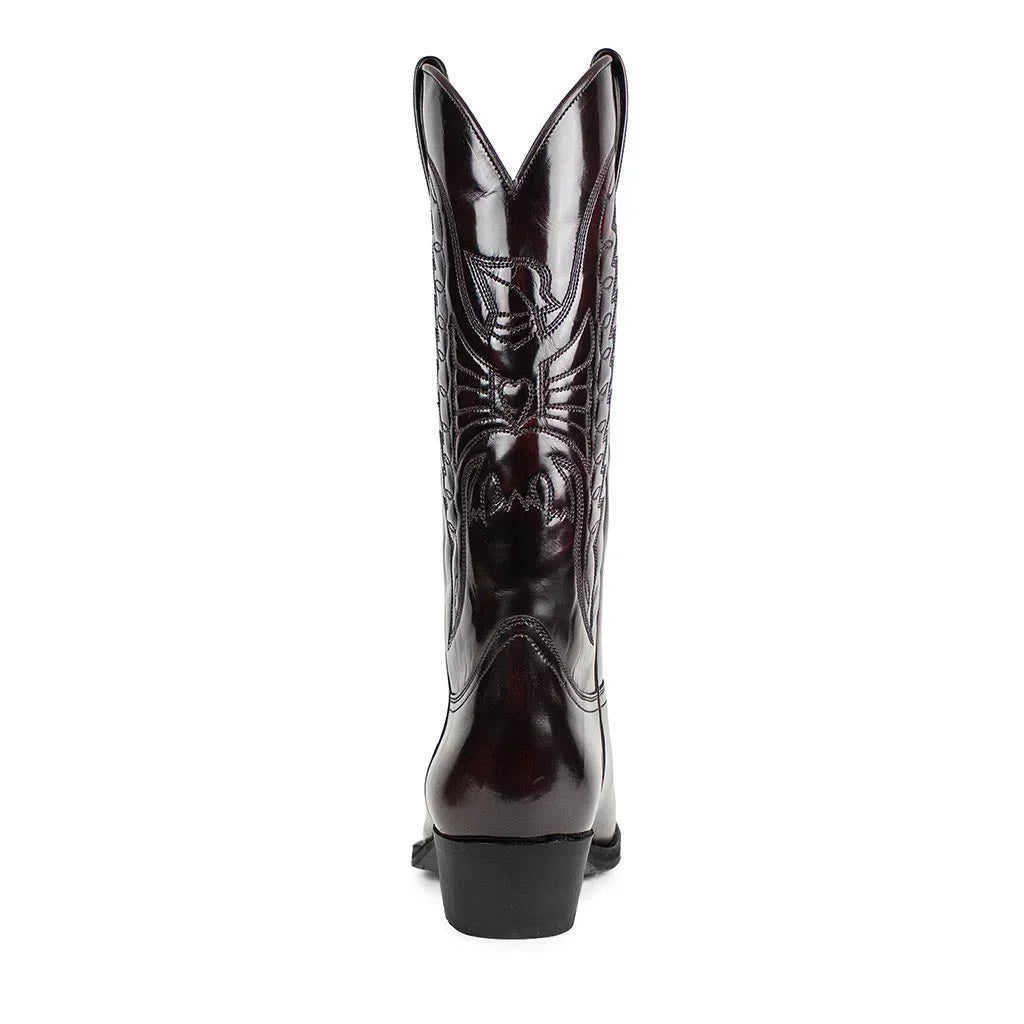 Damen Cowboystiefel Bestickt Leder Braun