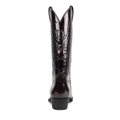Damen Cowboystiefel Bestickt Leder Braun