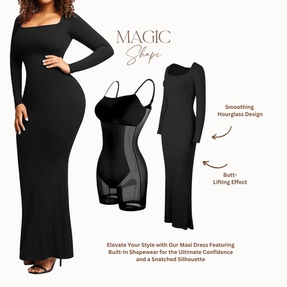 es Damen Langarm Maxikleid Bodycon