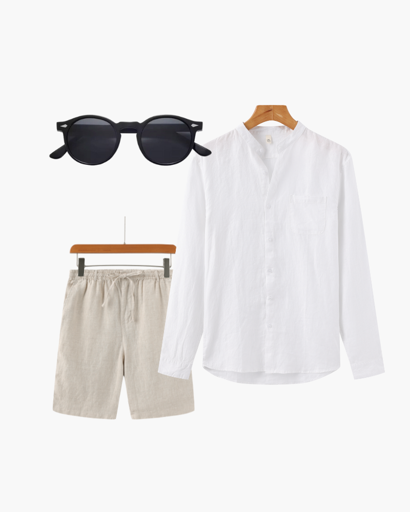 Männer Leinenhemd und Shorts mit Sonnenbrille - Norvielle