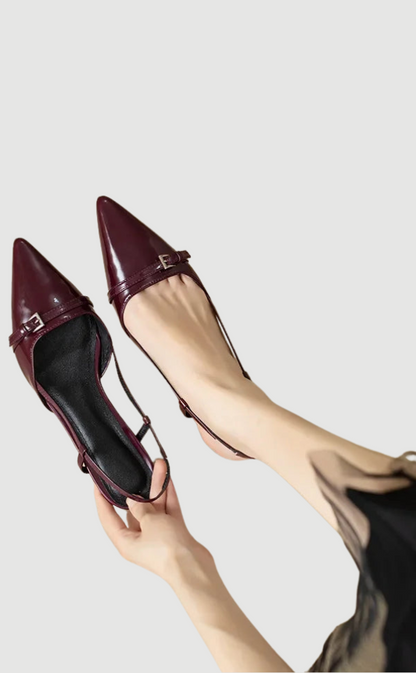 Damen Lackleder Sandalen Mittlerer Absatz Schwarz - Norvielle