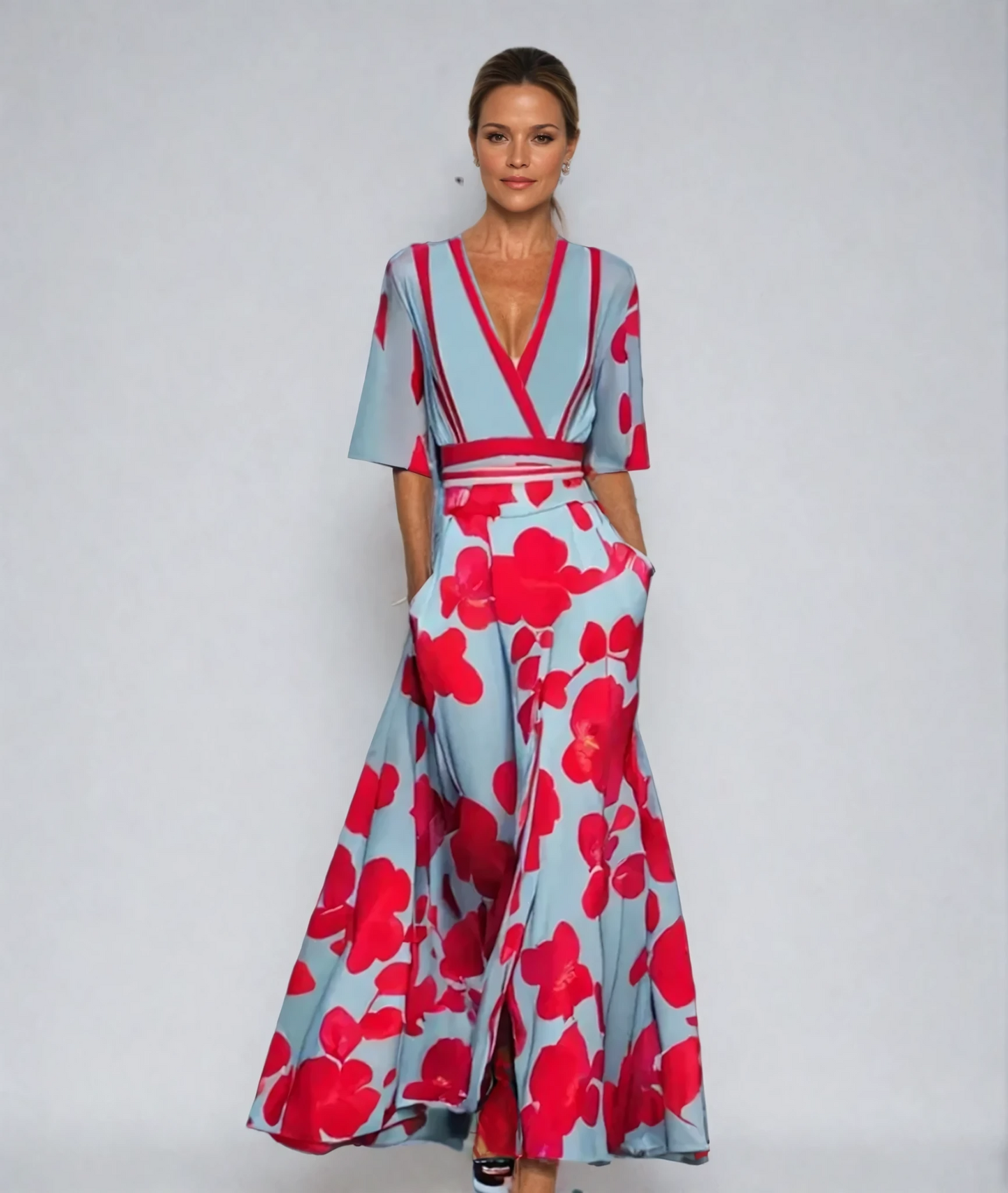 Damen Bademantel Weich Wickelblume Luxusrobe