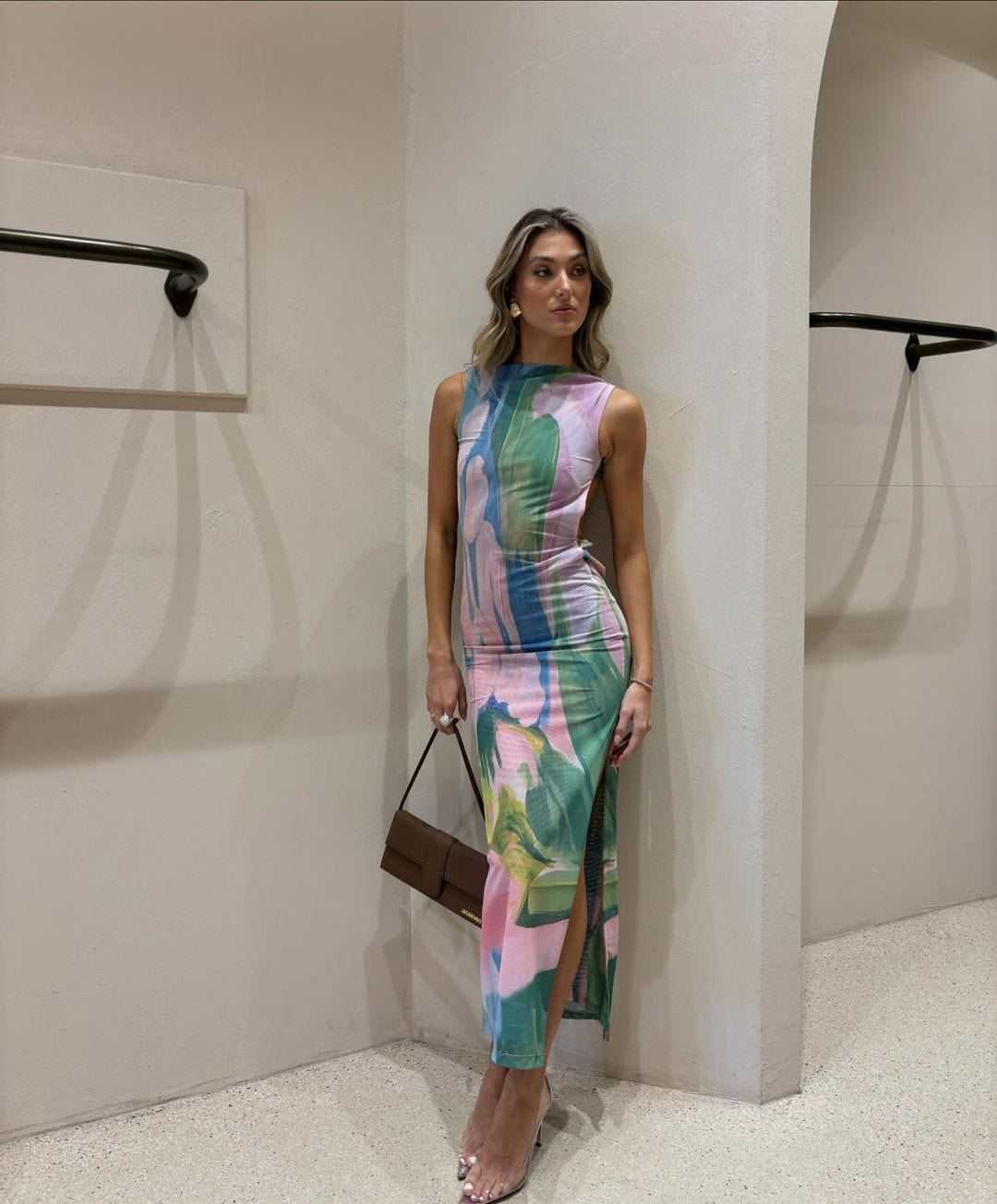 Damen Maxikleid Tiefes Rückendekolleté Elegant
