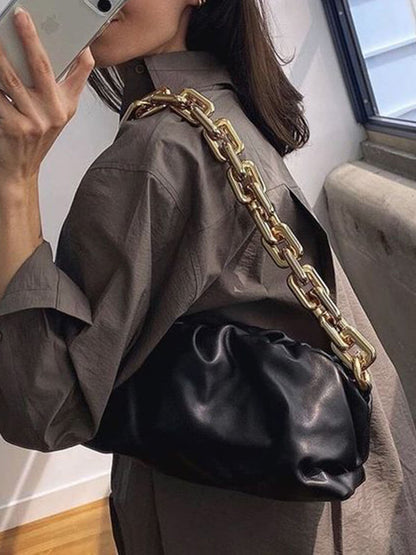Damen-Tasche Modern Metallic mit Gold-Kette
