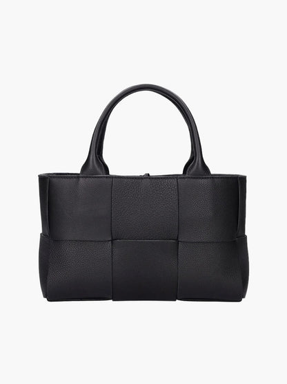 Elegante Damen Handtasche aus Leder Flecht Schwarz - Norvielle