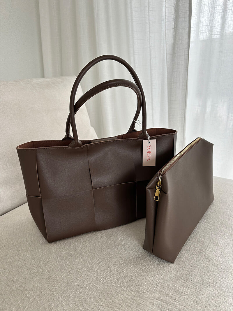 Elegante Damen Handtasche aus Leder Flecht