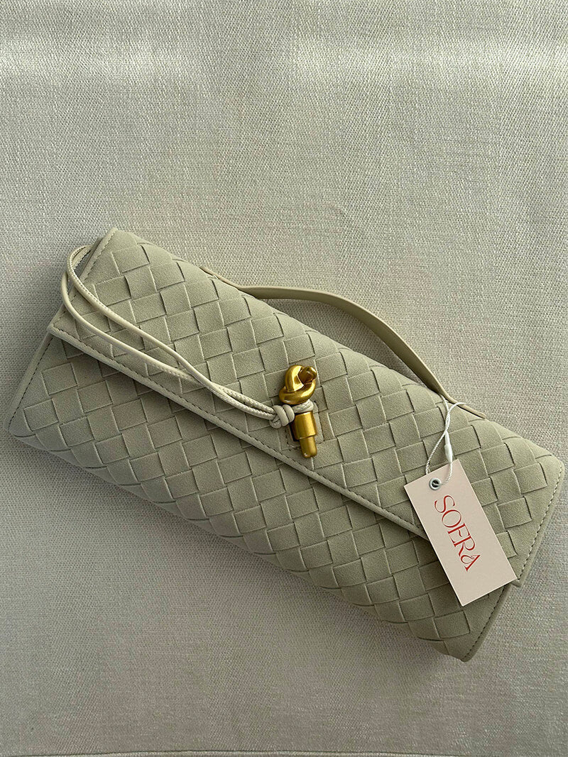 Geflochtene Clutch aus Kunstleder Elegante Damenhandtasche
