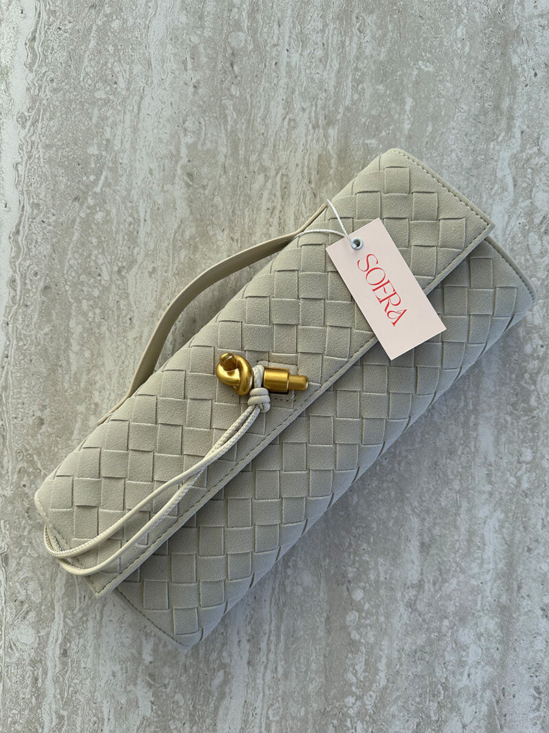 Geflochtene Clutch aus Kunstleder Elegante Damenhandtasche
