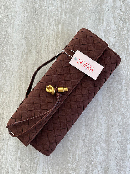 Geflochtene Clutch aus Kunstleder Elegante Damenhandtasche