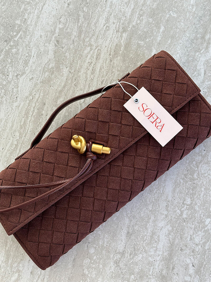 Geflochtene Clutch aus Kunstleder Elegante Damenhandtasche