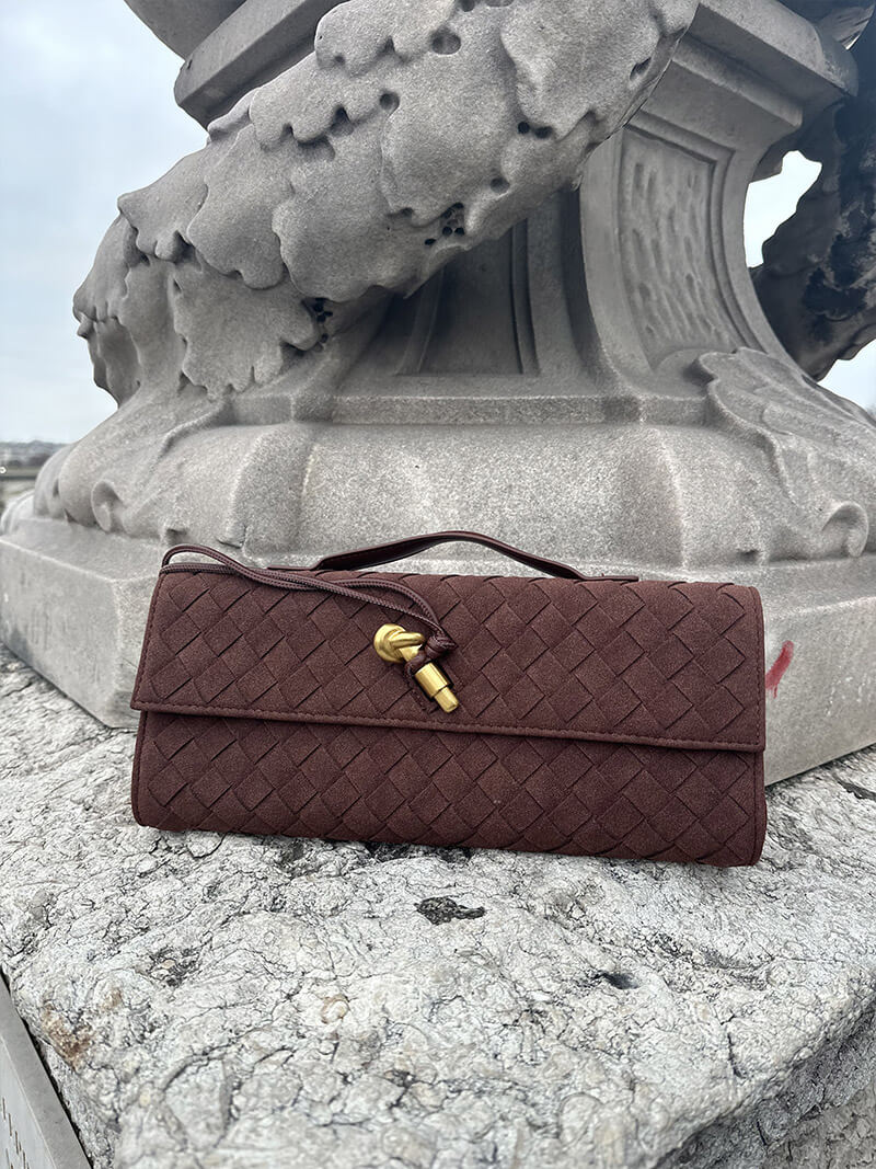 Geflochtene Clutch aus Kunstleder Elegante Damenhandtasche