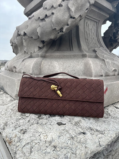Geflochtene Clutch aus Kunstleder Elegante Damenhandtasche