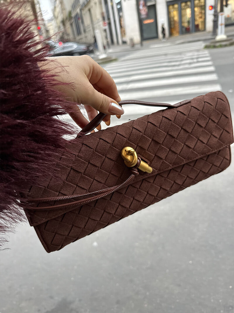 Geflochtene Clutch aus Kunstleder Elegante Damenhandtasche