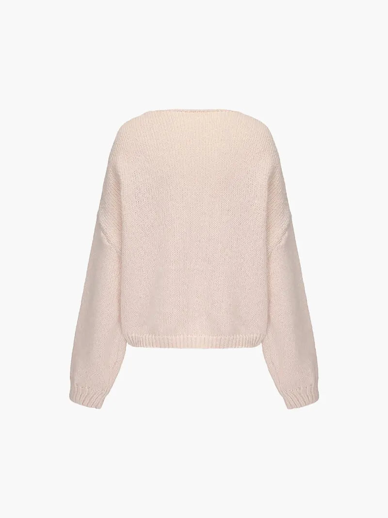 Damen Strickjacke Weich Rosa mit Schleife