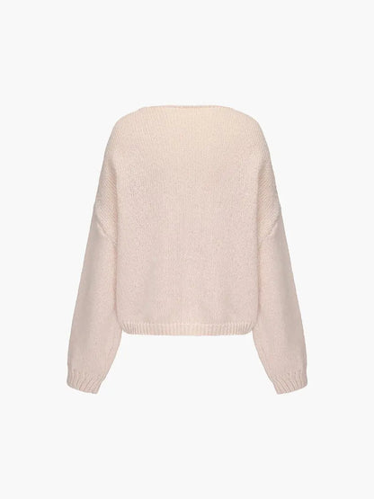 Damen Strickjacke Weich Rosa mit Schleife