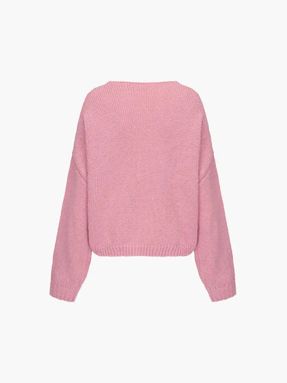 Damen Strickjacke Weich Rosa mit Schleife