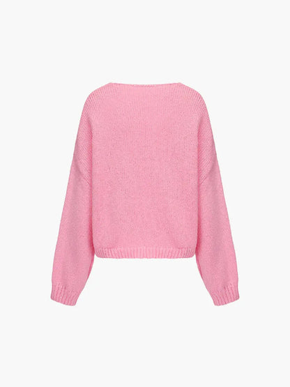 Damen Strickjacke Weich Rosa mit Schleife