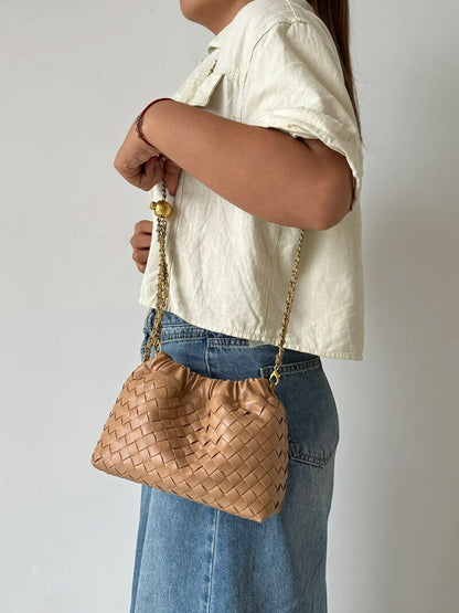 Damenhandtasche Goldene Kette Elegante Schultertasche