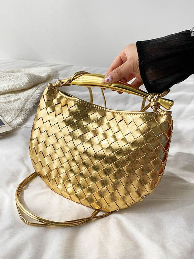 Geflochtene Kunstleder-Schultertasche Elegantes Design