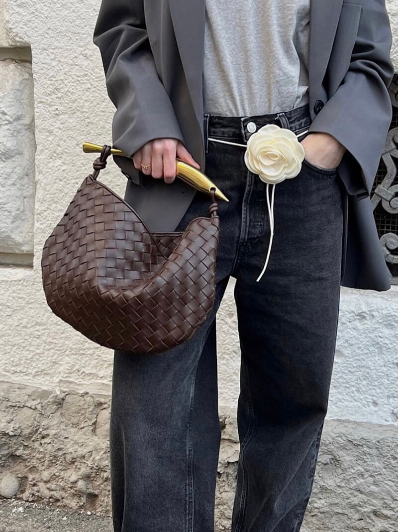 Geflochtene Kunstleder-Schultertasche Elegantes Design