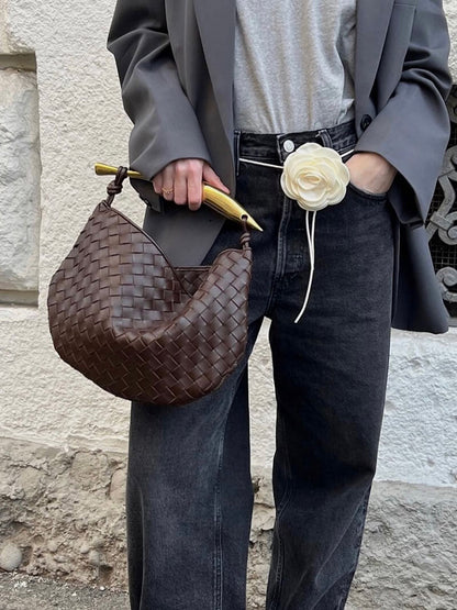 Geflochtene Kunstleder-Schultertasche Elegantes Design