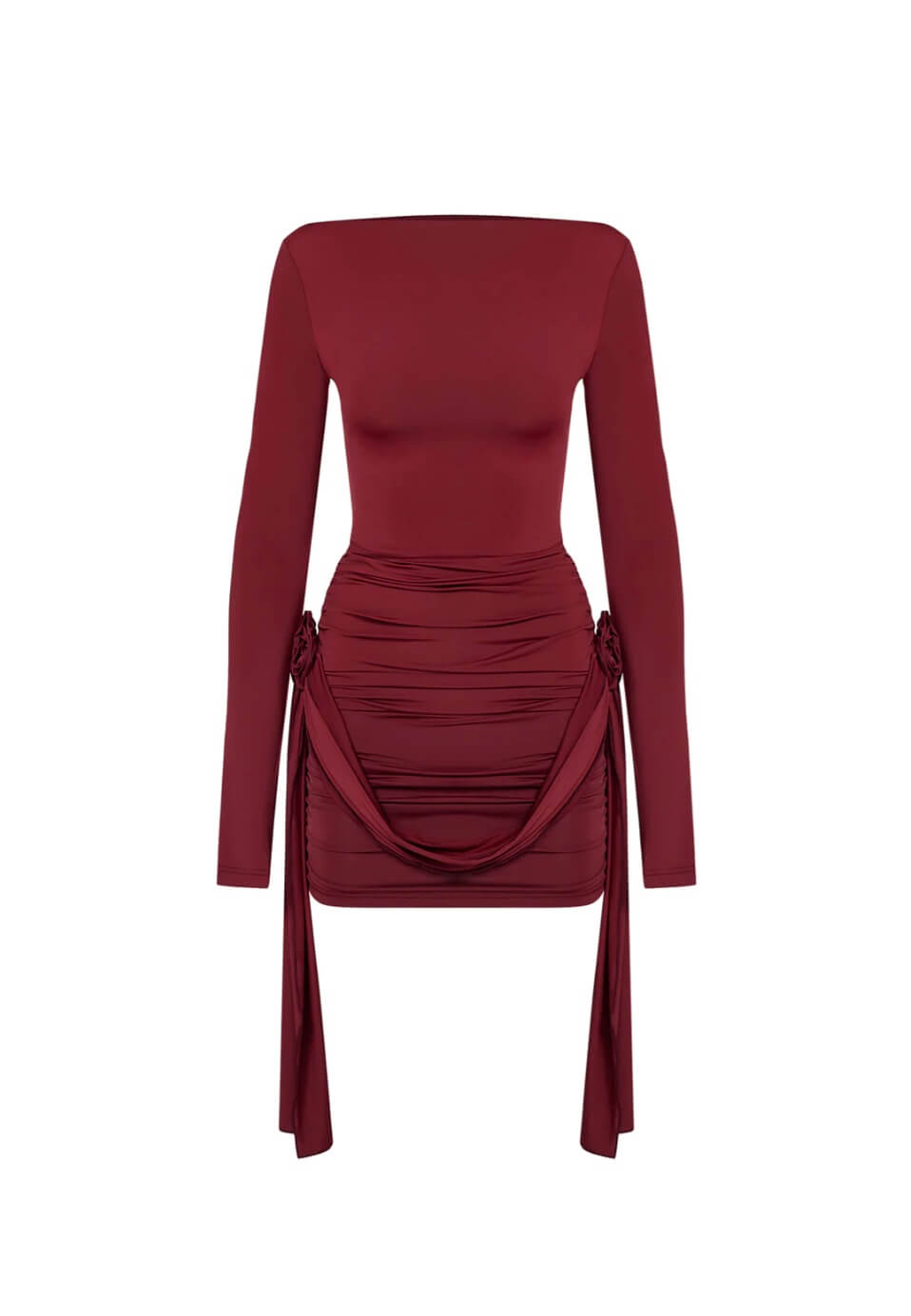 Damen Langarm Bodycon Minikleid mit Rüschen
