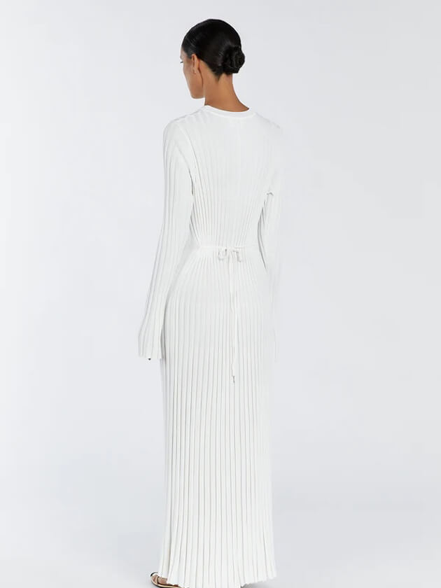 es Damenmaxikleid Lang Gerippt