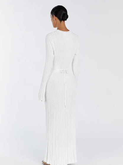 es Damenmaxikleid Lang Gerippt