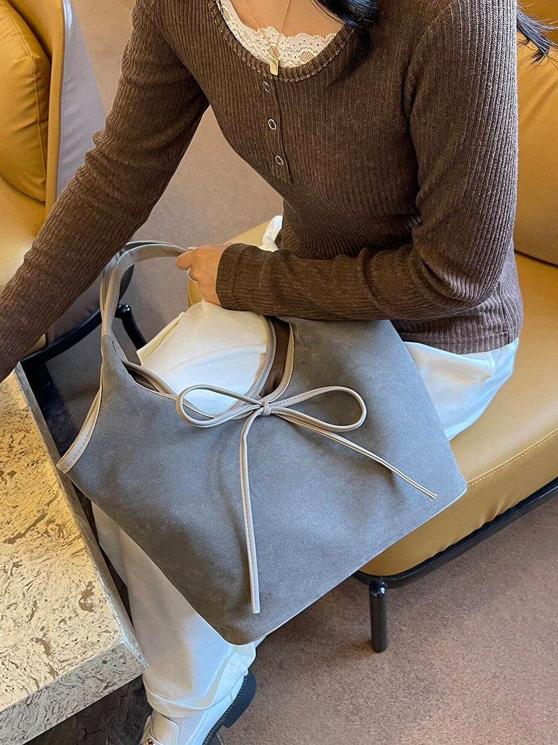 Elegante Damen Lederschultertasche Suède Leder