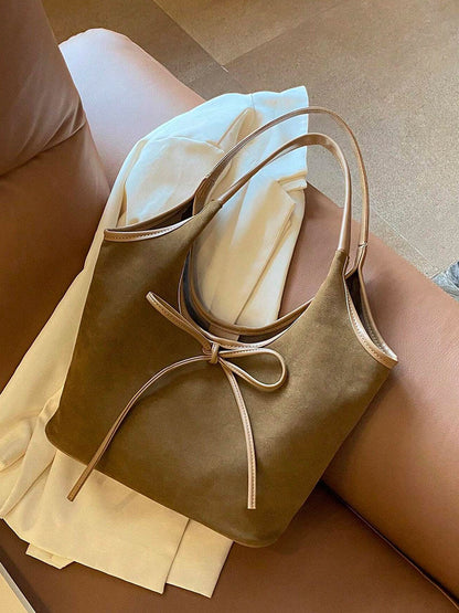 Elegante Damen Lederschultertasche Suède Leder