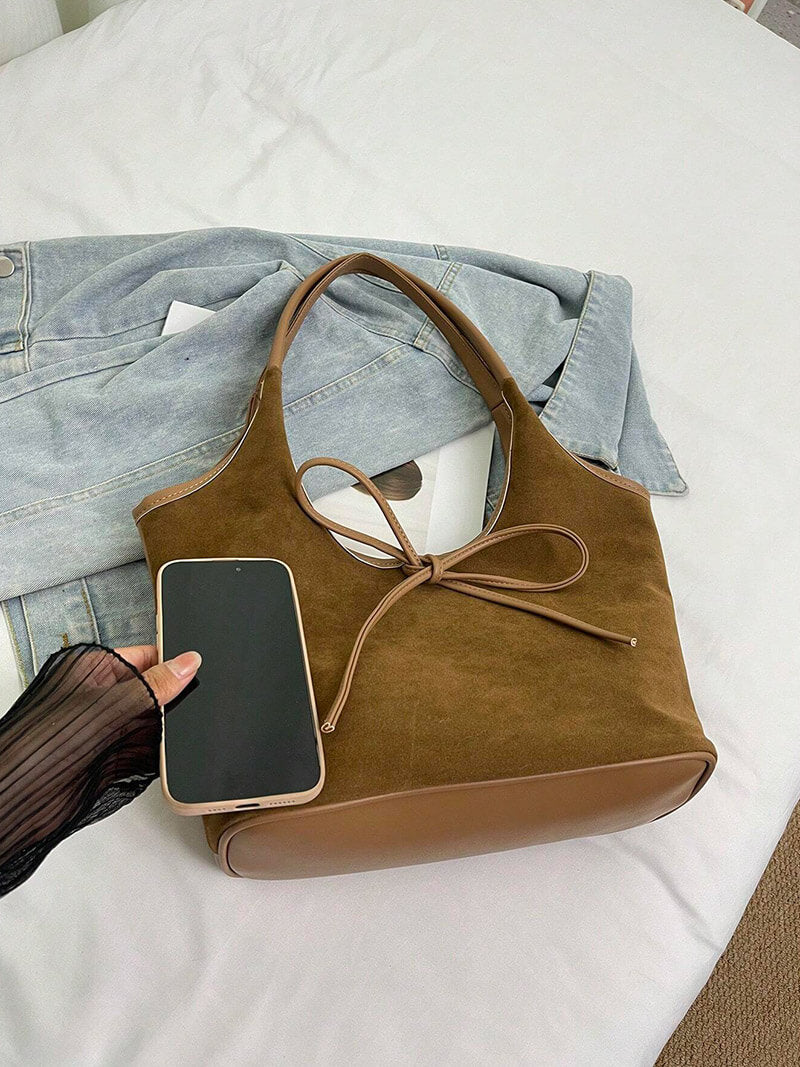Elegante Damen Lederschultertasche Suède Leder