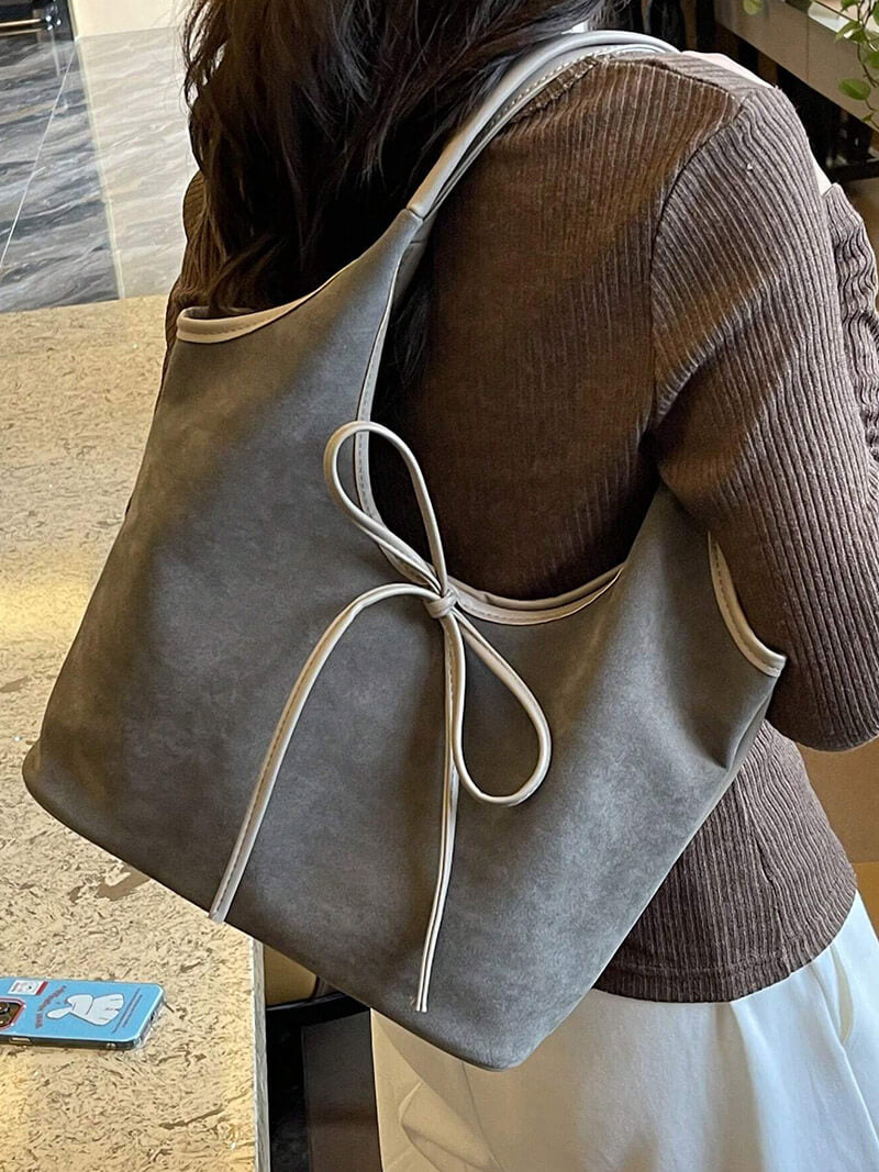 Elegante Damen Lederschultertasche Suède Leder