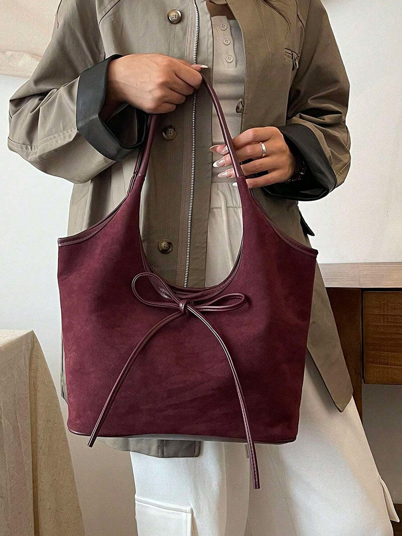 Elegante Damen Lederschultertasche Suède Leder