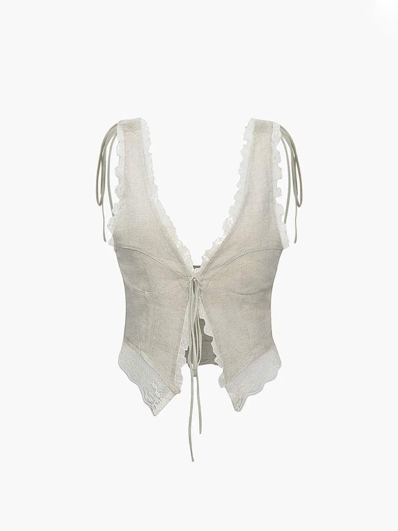 Damen Crop Spitze Oben Kurz