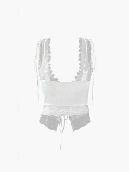 Damen Crop Spitze Oben Kurz