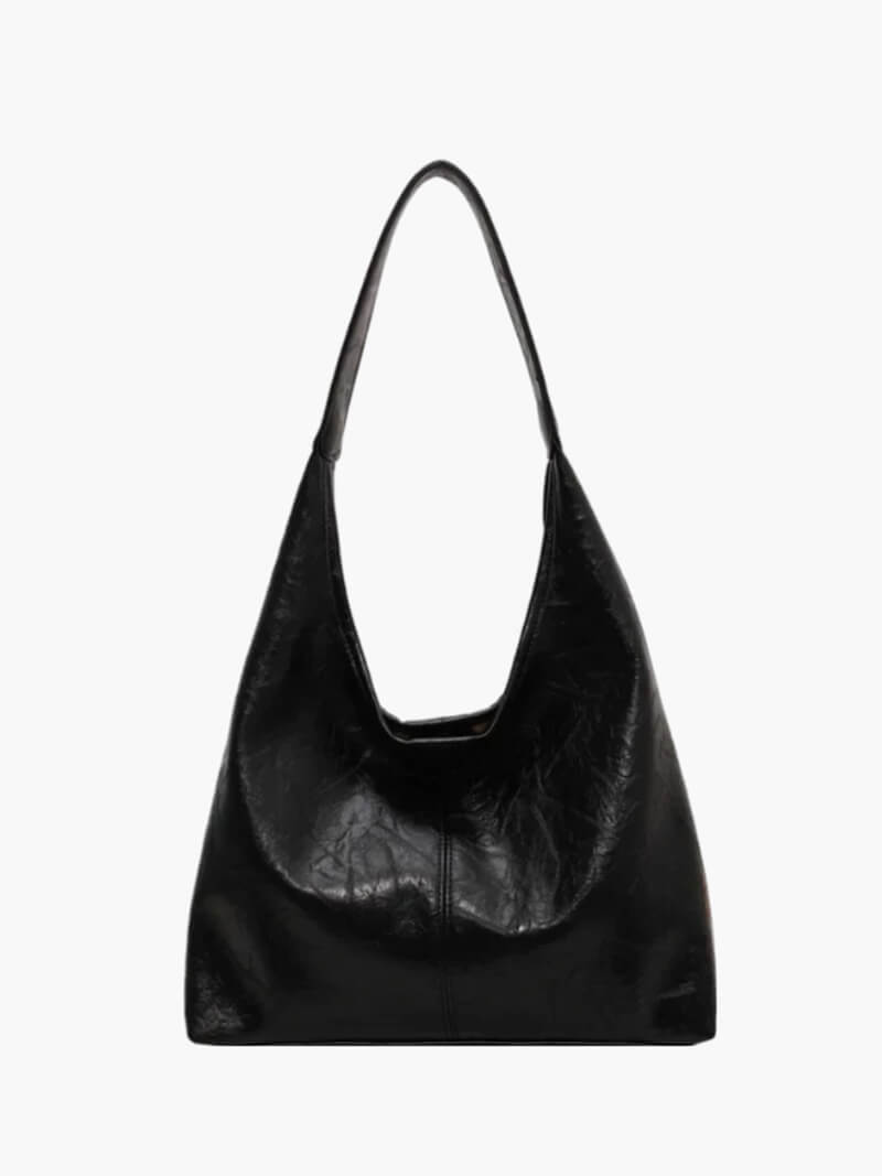 Kunstleder Schultertasche Minimalistisch Schwarz - Norvielle