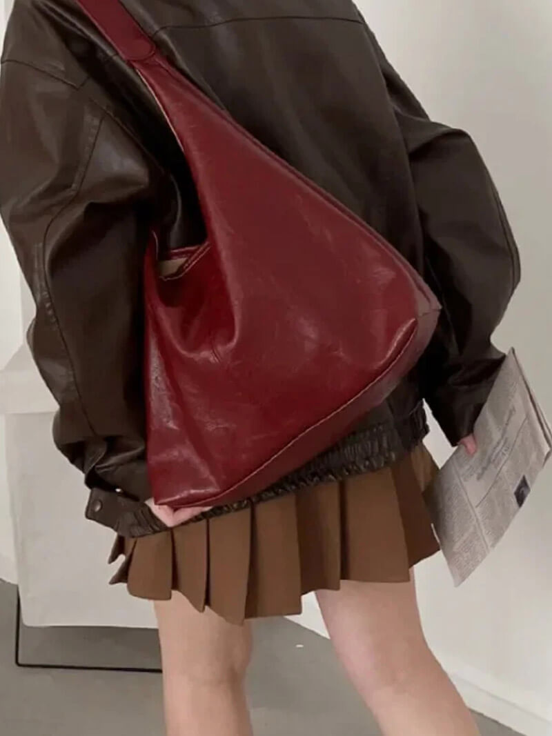 Kunstleder Schultertasche Minimalistisch