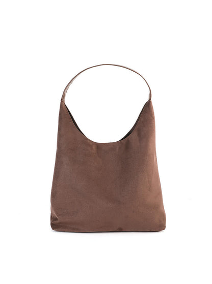 Damen Wildleder Schultertasche Minimalistisch Elegannt Braun