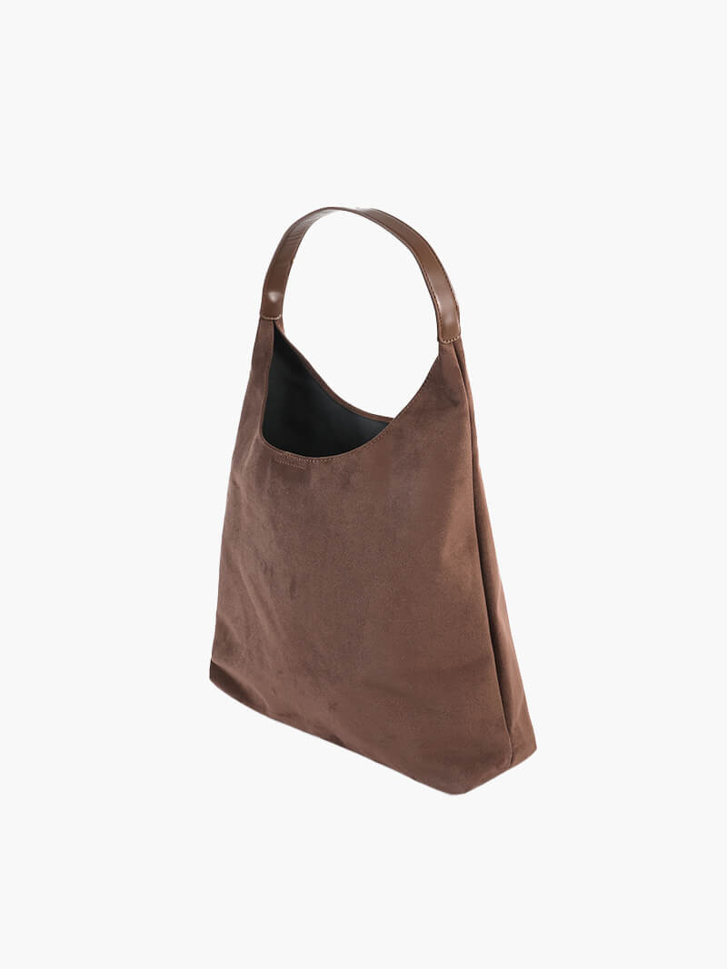 Damen Wildleder Schultertasche Minimalistisch Elegannt Braun