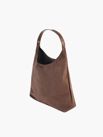 Damen Wildleder Schultertasche Minimalistisch Elegannt Braun