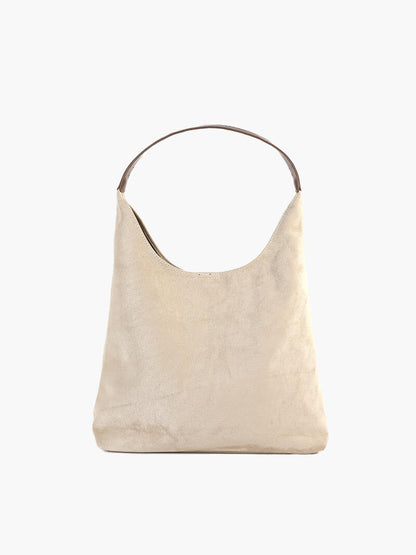 Damen Wildleder Schultertasche Minimalistisch Elegannt Braun